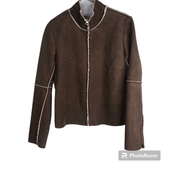 Anthropologie VELVET Brand  Faux Suede Shearling Lined Jacket - Picture 2 of 7